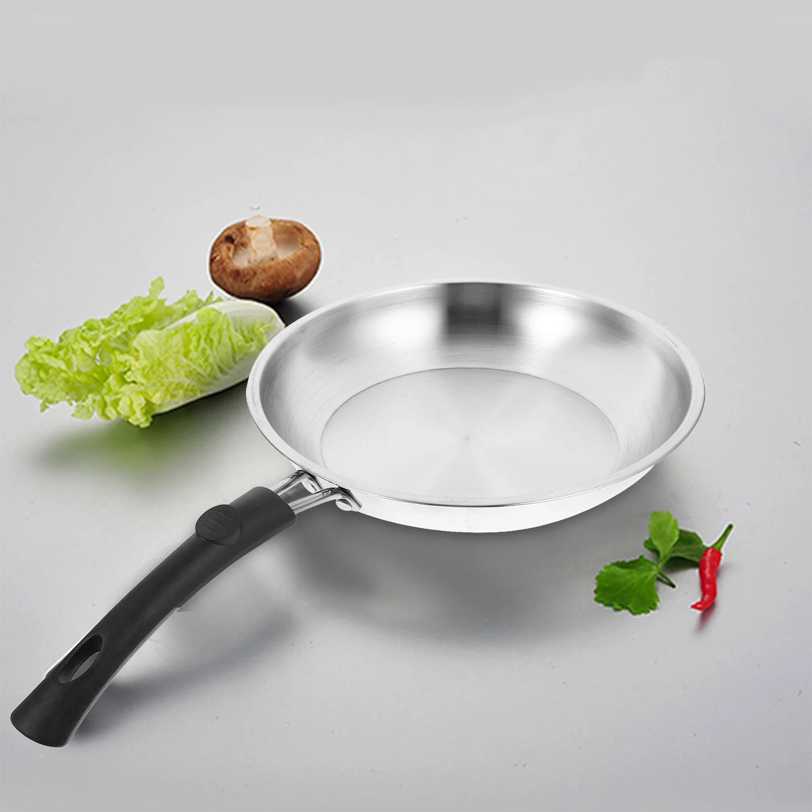 

Pan Fired Dish Wok Non-stick Stainless Steel Pot Flat Cooking Frying Pans Kitchen