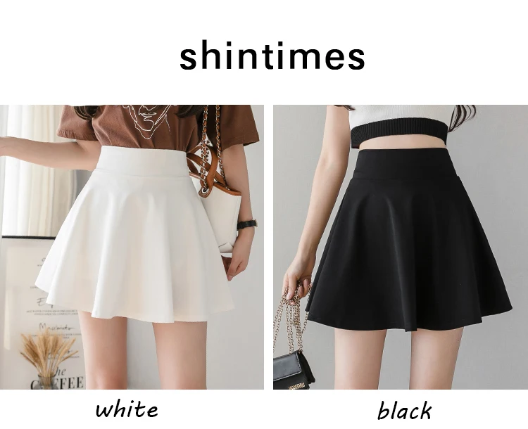 mini skirt shintimes 2020 Summer Mini Skirt Sexy Black School Skirt Women Korean Fashion Skirts Womens High Waist White Ladies Skirts Falda red skirt