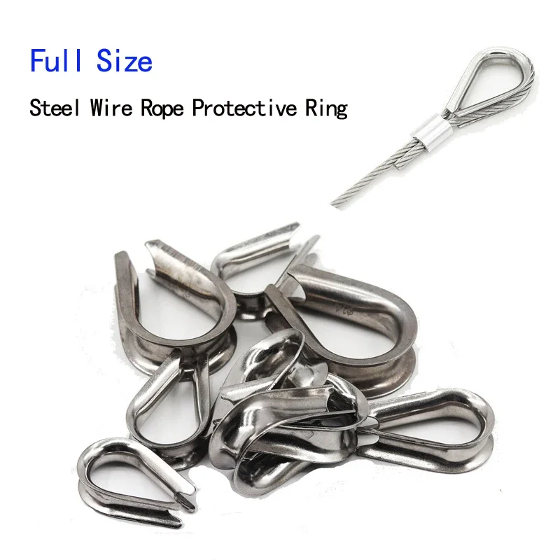 Full Size 304 Stainless Steel Wire Rope Protective Sleeve Cable Thimbles Clamps Hasps Rigging Fasteners Chicken Heart Ring jewelry box hasps,buckle clamp