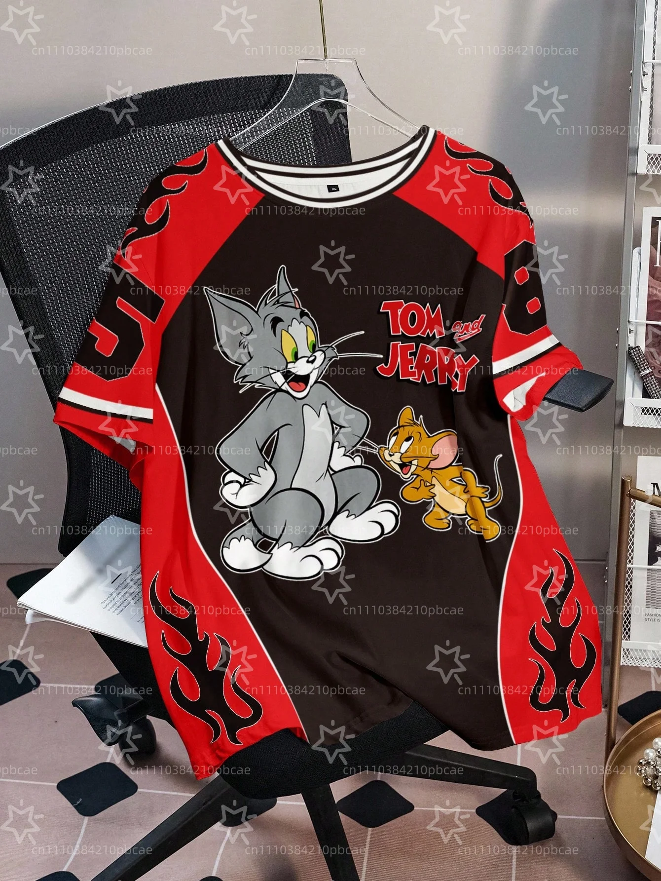 톰과 제리 디자인 프린트 여름 티셔츠 아동용 미니멀리스트 캐주얼 스포츠 반팔..