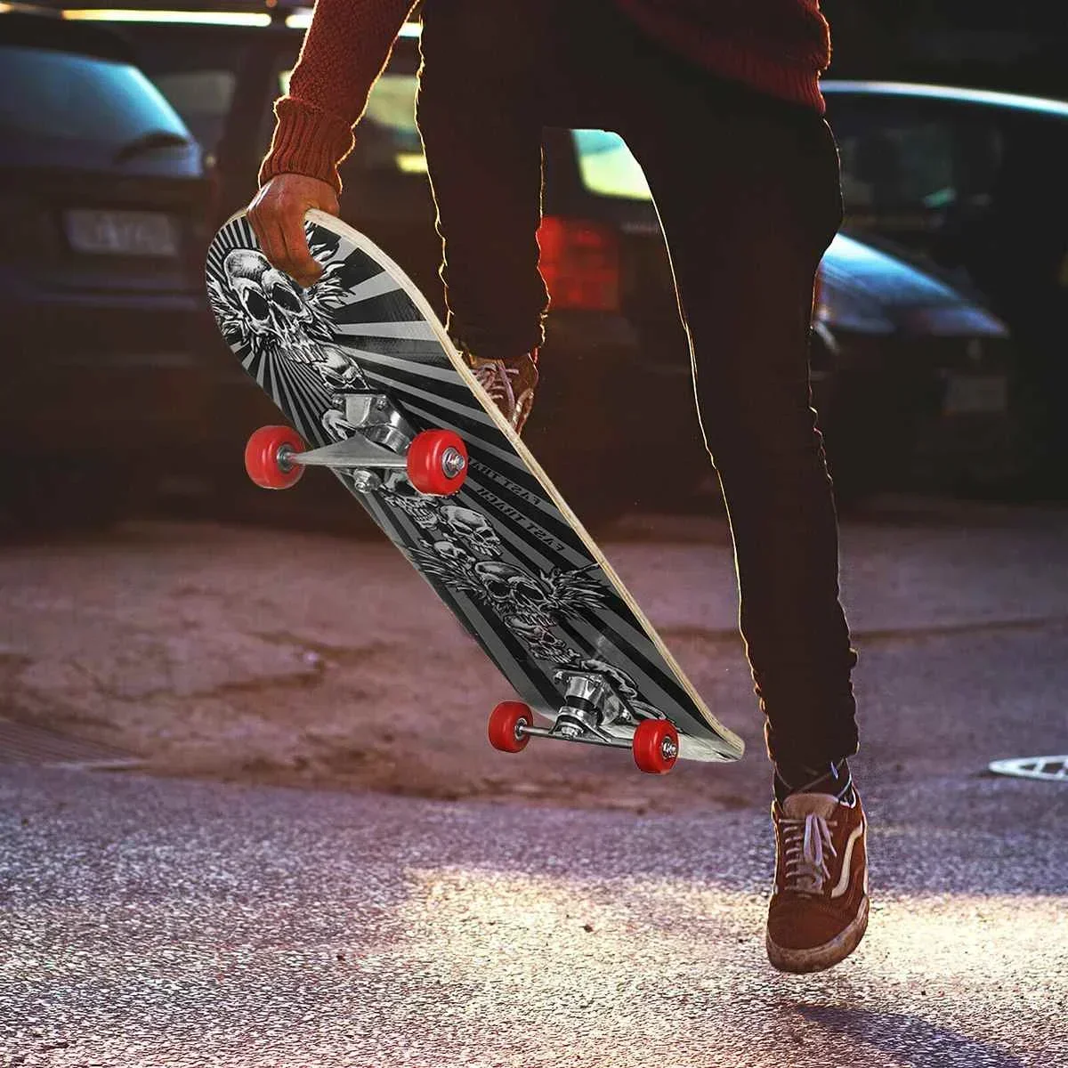 31 inch Skateboard Beginner Adult Kids Four-Wheeled Maple Board Double Rocker Professional High Speed Drift Sticker Skateboard skateboard accessories