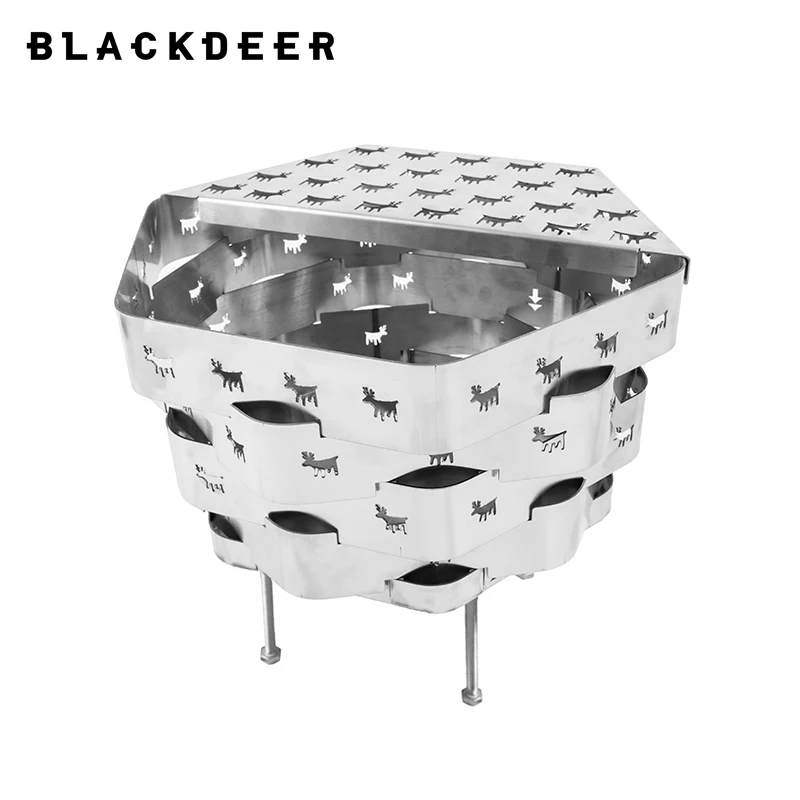 Blackdeer Outdoor skrzynia paleniskowa ze stali nierdzewnej grawerowany wzór jelenia sześciokątne piec na drewno płonące ognisko Camping - AliExpress 18