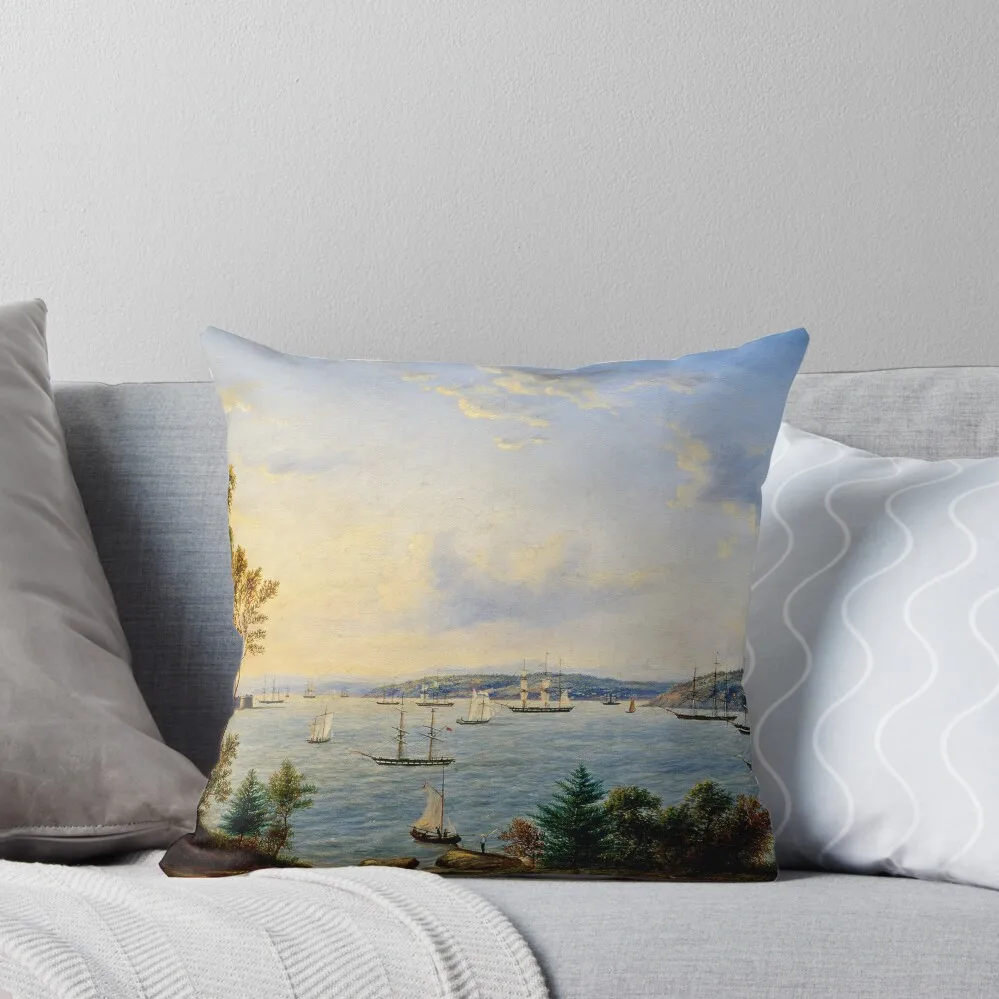 

Sydney Harbour, 1856 Oil Painting Throw Pillow Decorative Cushions For Luxury Sofa Sofa Cushion Cover luxury home accessories