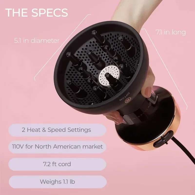 Diffon DF1 5000 Ceramic-Lightweight Diffuser & Curly Hair Dryer with Argan Oil