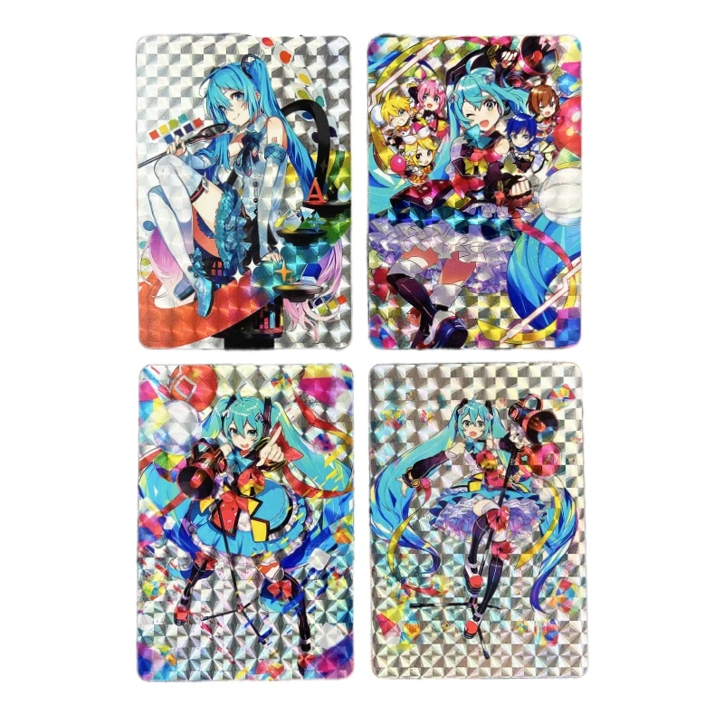 

4pcs/set Hatsune Miku Flash Card ACG Kawaii Kayoing DIY Anime Girl Character Coarse Classic Game Anime Collection Cards Toy Gift