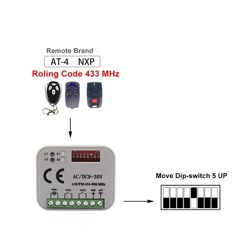 RX-MULTI Receiver Controller AC/DC 9V-30V 2CH 300MHz to 868MHz 433MHz Garage Door Opener / Gate Remote Control Receiver Switch garage door opener garage remote control wireless door opener