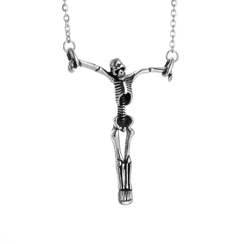 Ciondolo teschio crocifisso gotico Vintage Punk Bondage Demon collana Mens Biker Rock esorcista gioielli regalo di Halloween  36