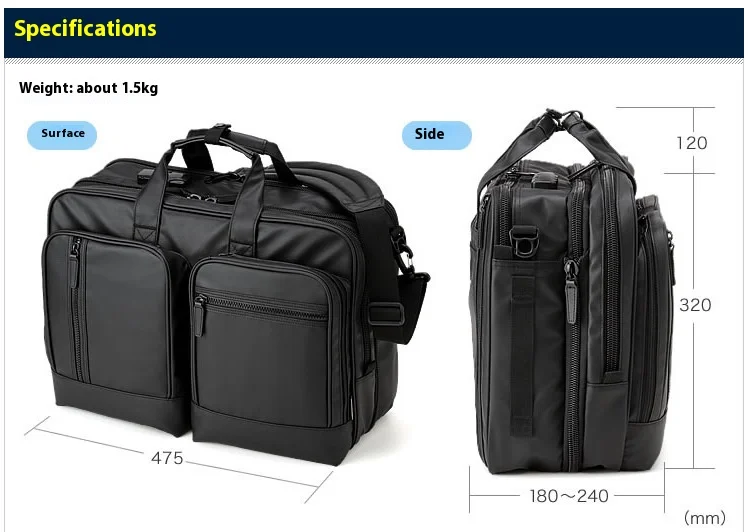 Large Capacitor Bag with Password 3WAY Handheld Double Shoulder Bapa Waterproof Business Nylon Notebook Bag