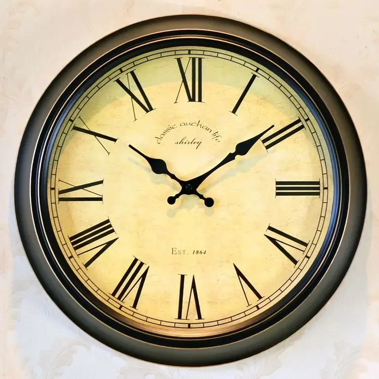 Vintage Large Wall Clock Metal Wall Clock Color:Style 6;Sheet Size:40X40CM
