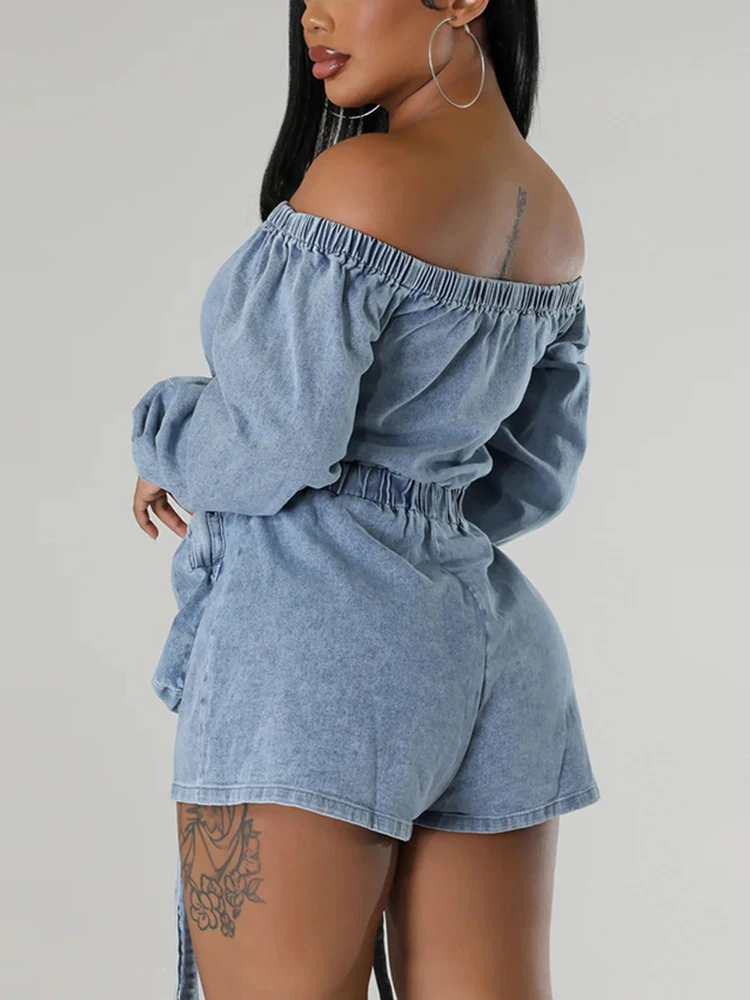 TWOTWINSTYLE Solid Streetwear Spliced Pocket Jumpsuit For Women Slash Neck Long Sleeve Tunic Chic Jumpsuits Female New KJU506841