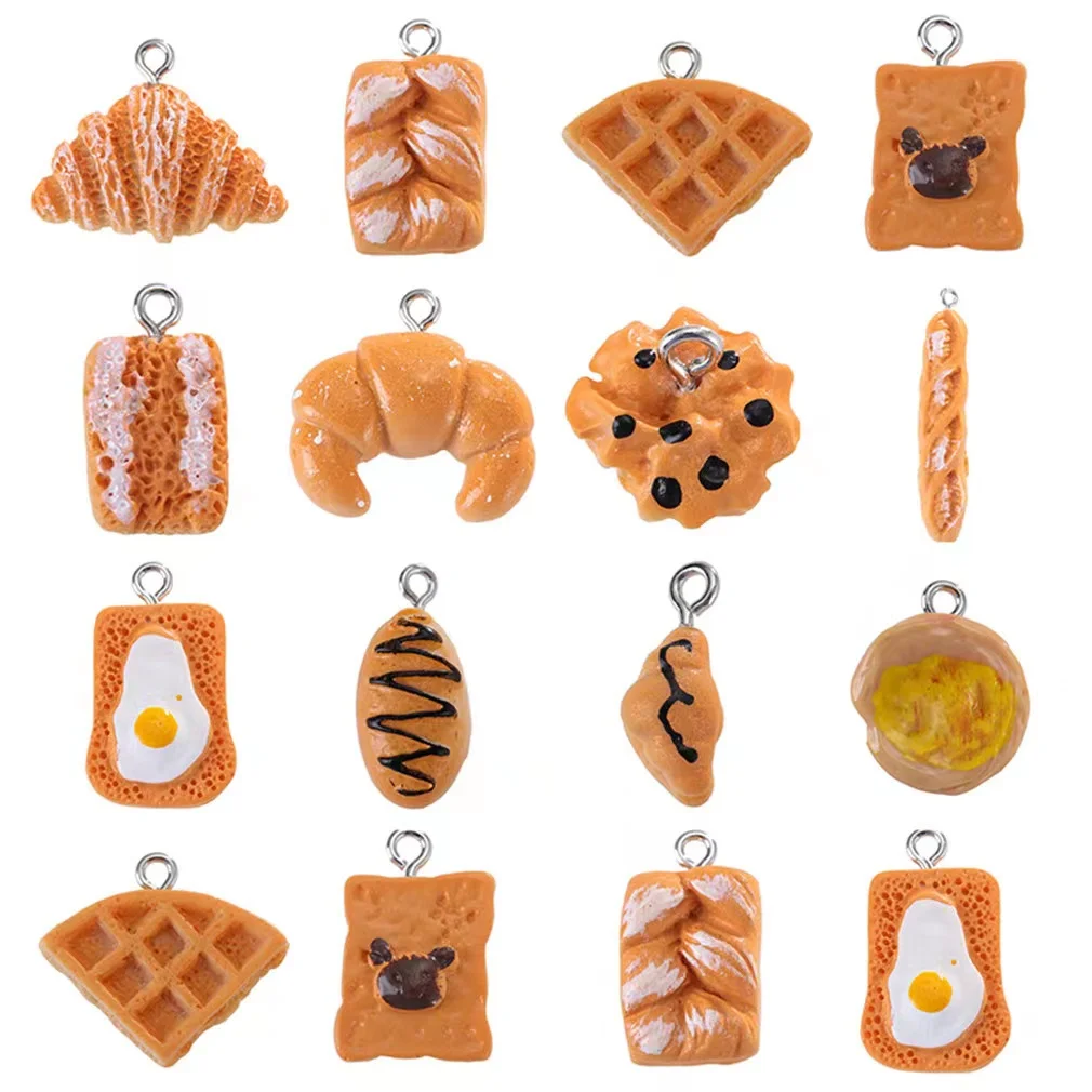 

10pcs Simulation Baked Cake, Bread And Egg Tart Cute Charms For Pendant DIY Earrings Necklace Jewelry Accessories Finding