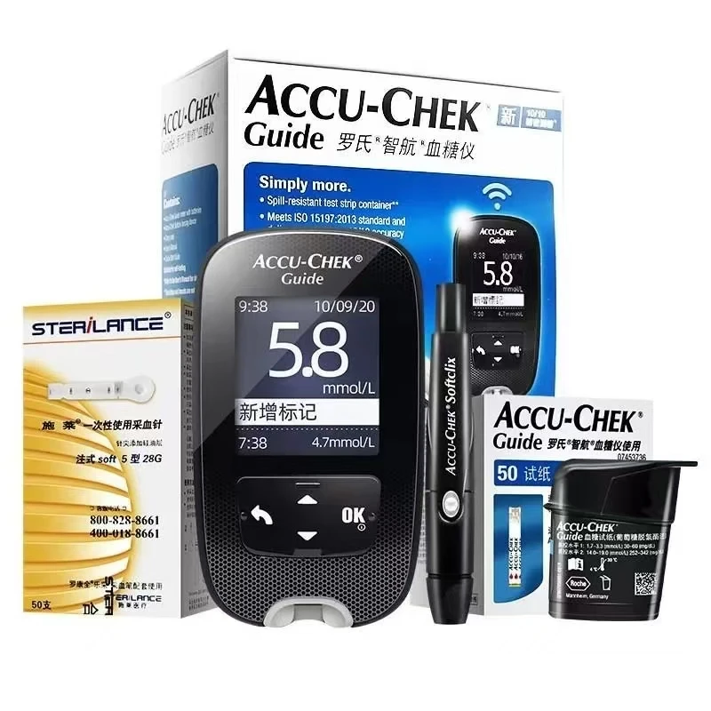 ACCU Chek Guide Blood Glucose Accu Chek Glucose Test Strips & Lancets Sets Blood Meter Test Kit Free Taking Needle