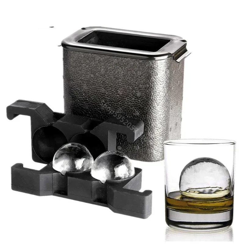 

Crystal Clear Ice Ball Maker - Ice Ball Spherical Whiskey Tray Mould Maker (Bubble-Free 2-Cavity 2.35" Mold An Ice Tong)