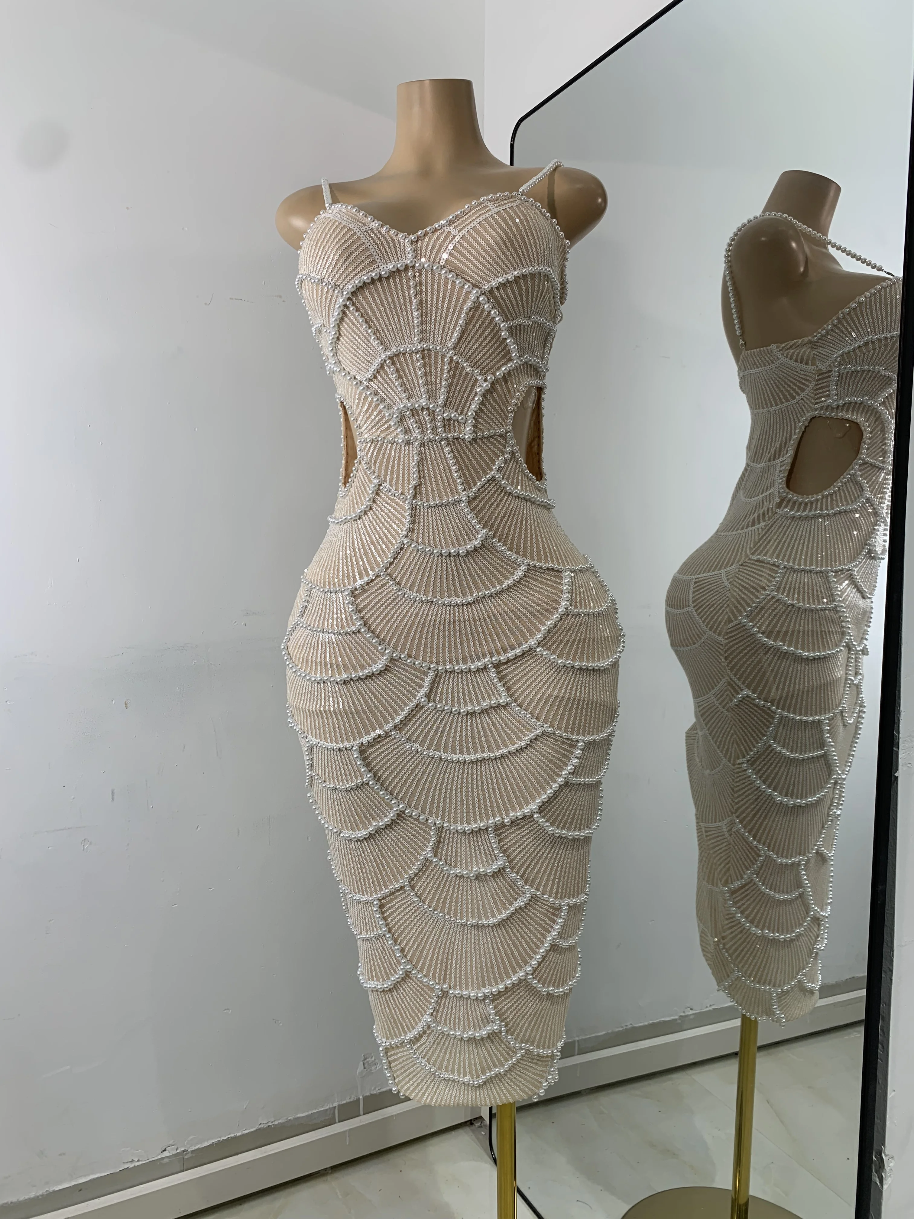 beige birthday dress It's My Birthday One Sleeve Sequin Bodycon Dress  Solo Stylez