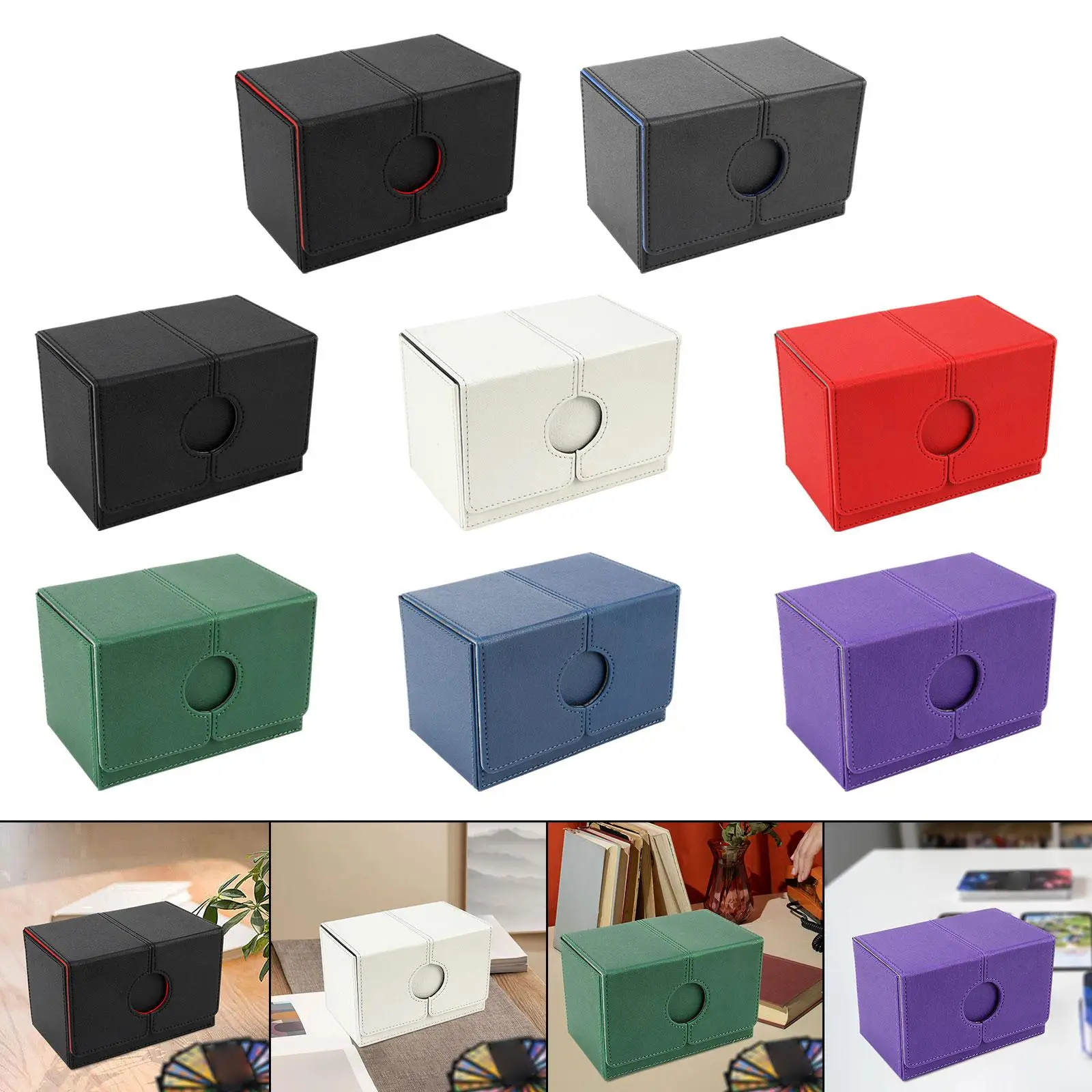 Boîte De Rangement Pour Cartes à Collectionner – Simili Cuir – 100 Cartes – Format 10,4x8,3x7,8 Cm