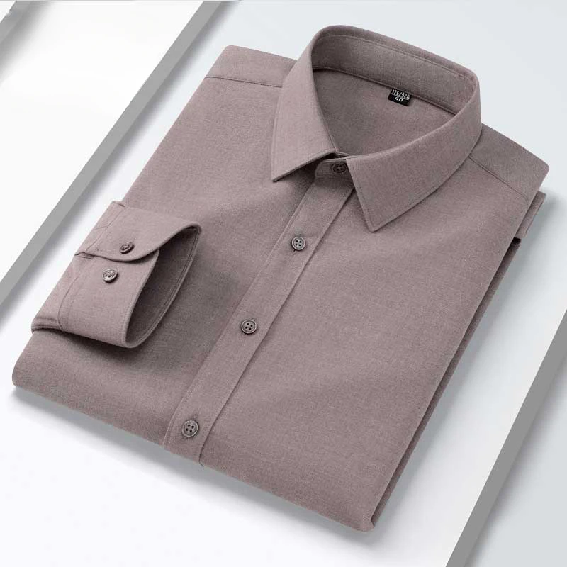 New in shirt hight qulity wool long-sleeve shirts for men slim fit formal shirt office designer elegants tops fashion clothes