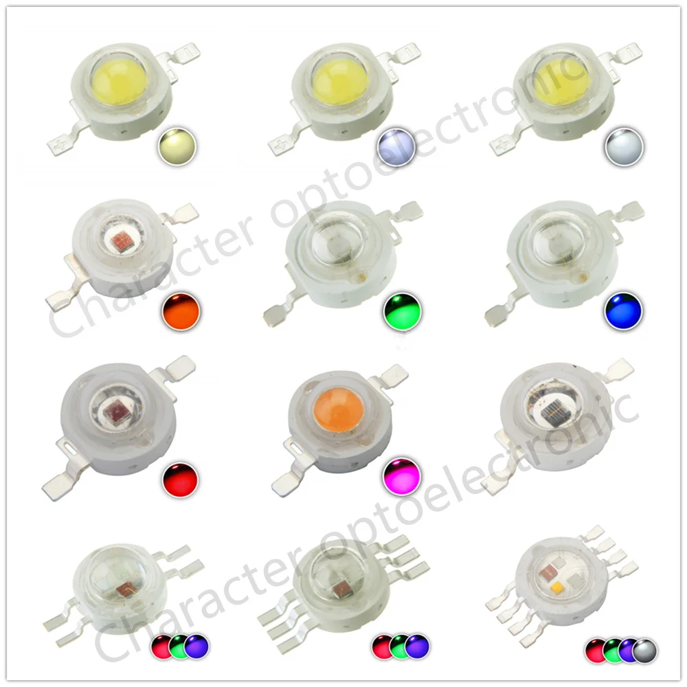 20pcs High Power 3W LED Chip Cool Warm White Natural Red Blue Green Yellow RGB 660nm 445nm IR 730 850 940  UV395  for Spotlight