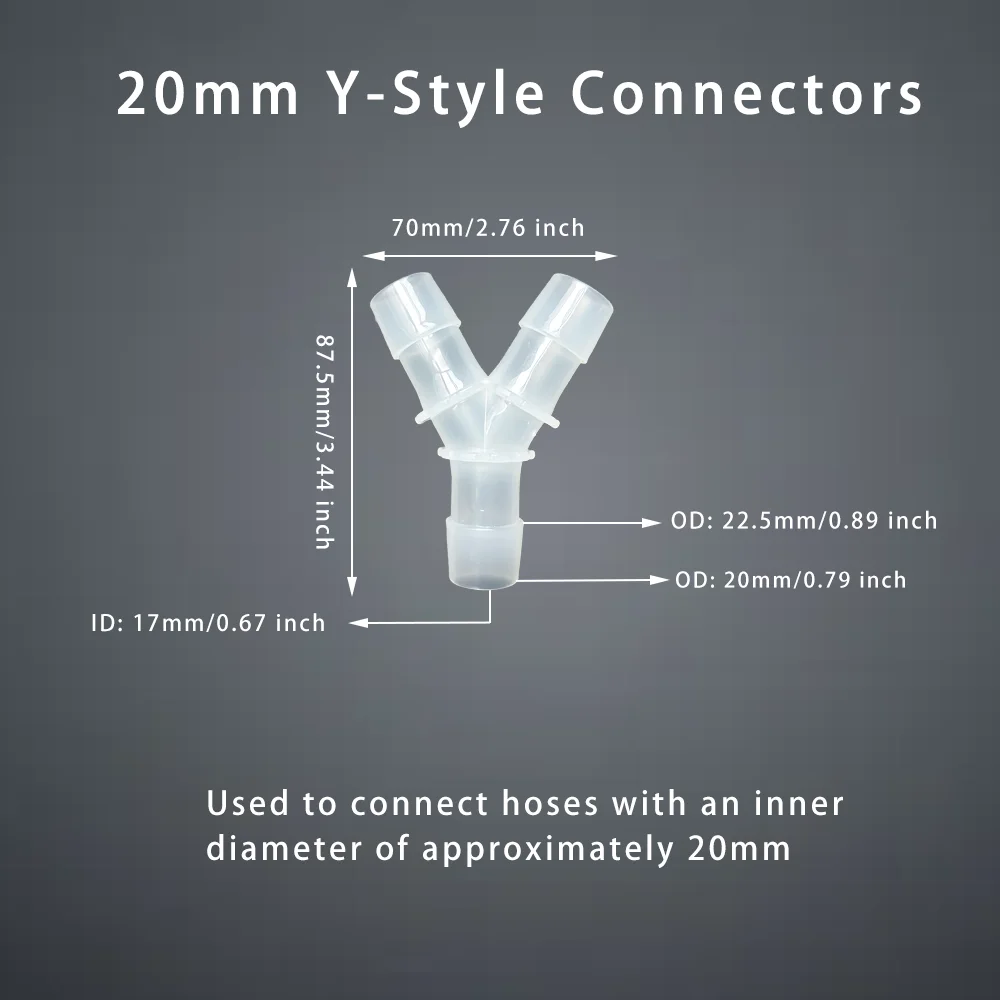 Hose Connector 5Pcs Y-type Tee 3 Way PP Plastic Barbed Fitting Air Water Flow Splitter Non-toxic Odorless Aquarium Pump