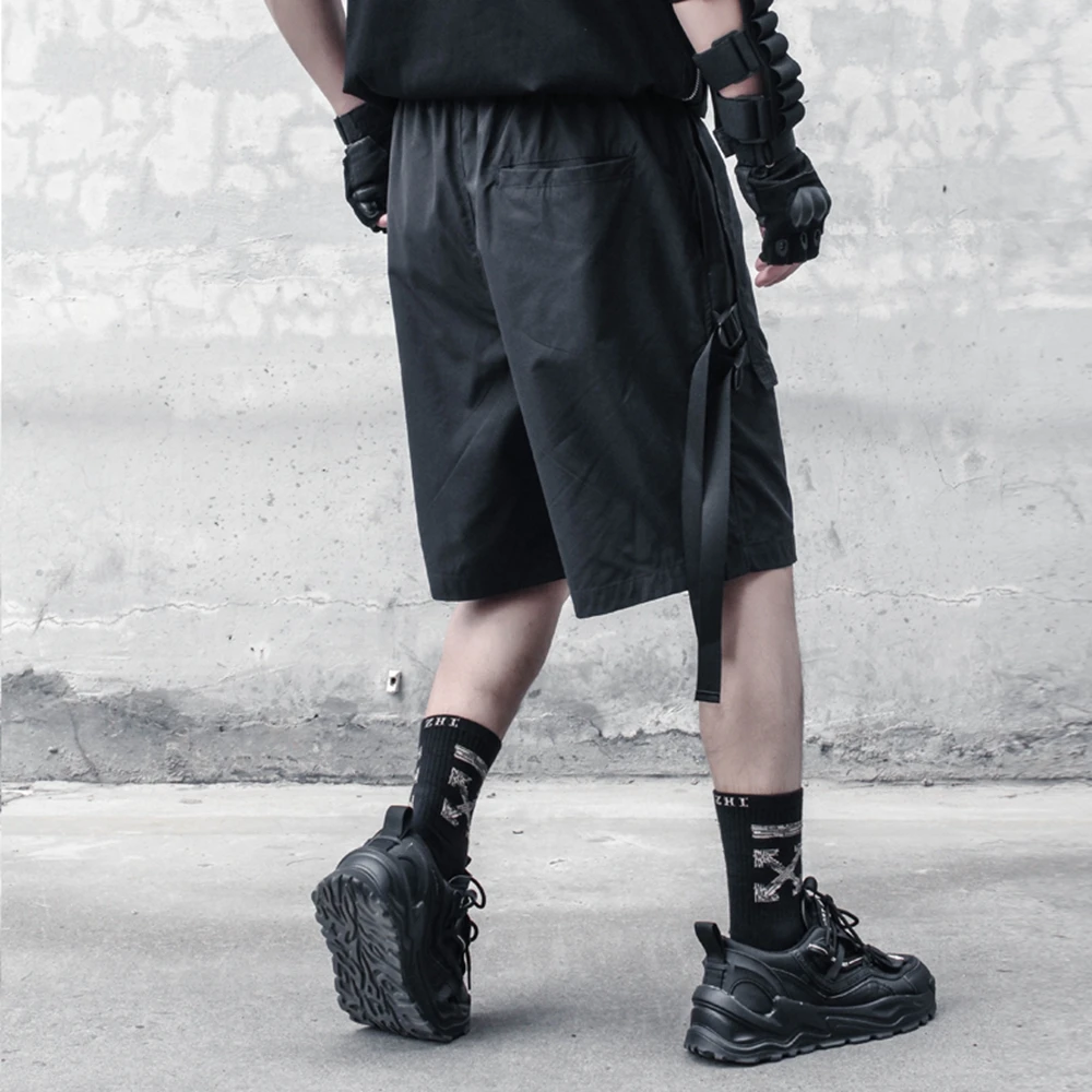 AOGZ Fake Two Patchwork Embroidered Letters Hip Hop Cargo Short Pants Men Streetwear Harajuku Casual Knee Length Shorts Pants