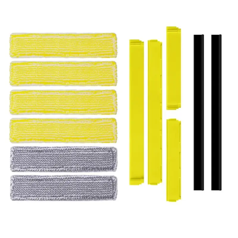 B89B-استبدال أغطية الممسحة المصنوعة من الألياف الدقيقة + شفرة مطاطية مجتذب لملحقات مكانس النوافذ Karcher WV2 WV5 WV6 WV7