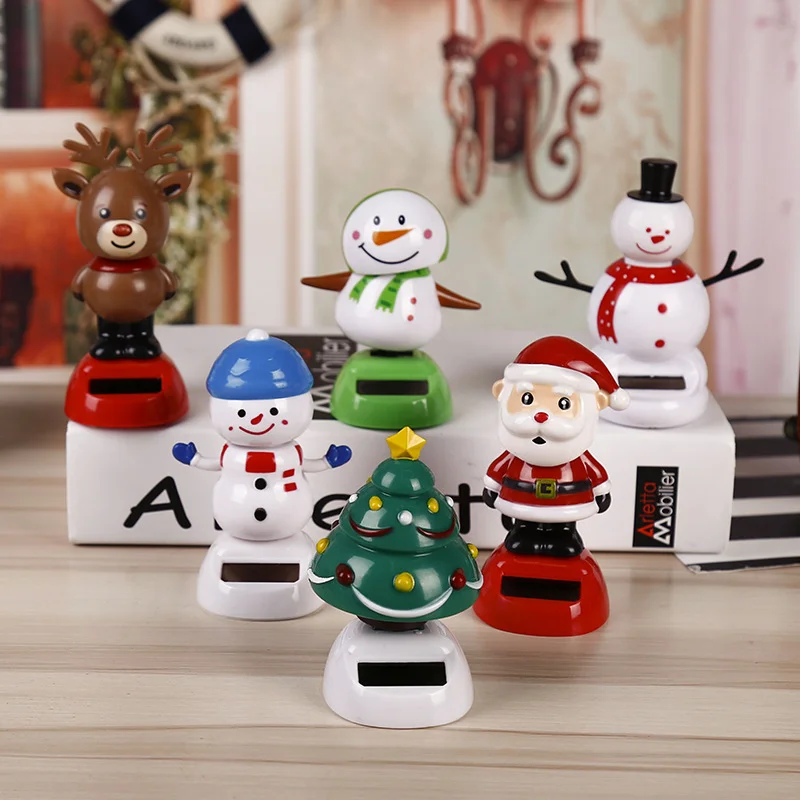 Accesorios de decoración navideña para coche ZK30, muñeca oscilante con energía Solar, juguete de dibujos animados, adornos para regalo