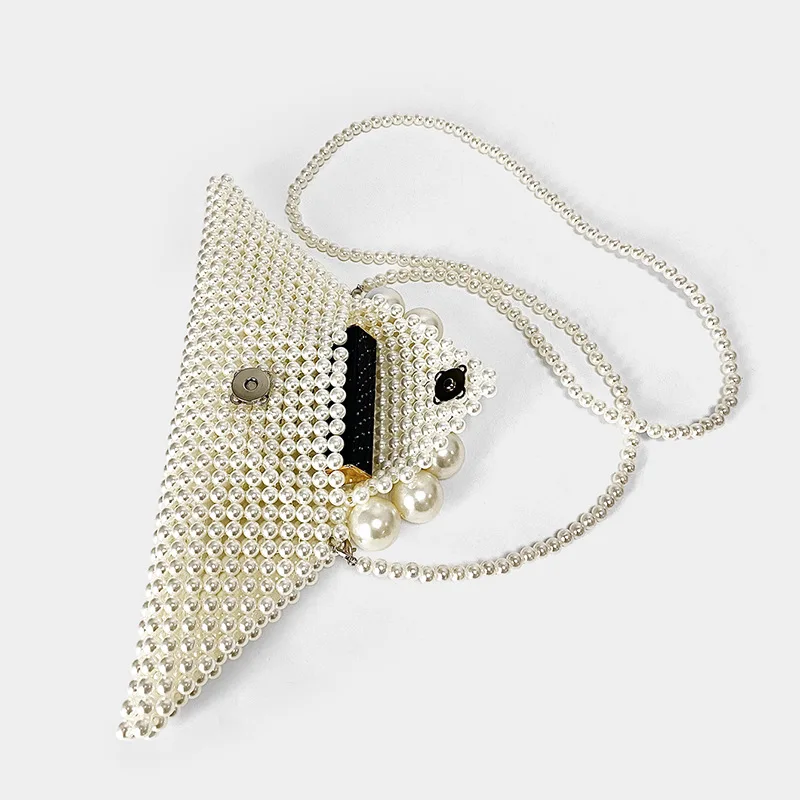 Luxury Brand Hand-woven Pearl Bags Lady Beaded Shoulder Bag Women Party Vintage Handbag Ins Small Bag Cross body Bag