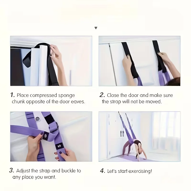 Anti-Gravity High Elasticity Durable Yoga Stretching Rope, With Door Hook - Made of Durable Nylon Material