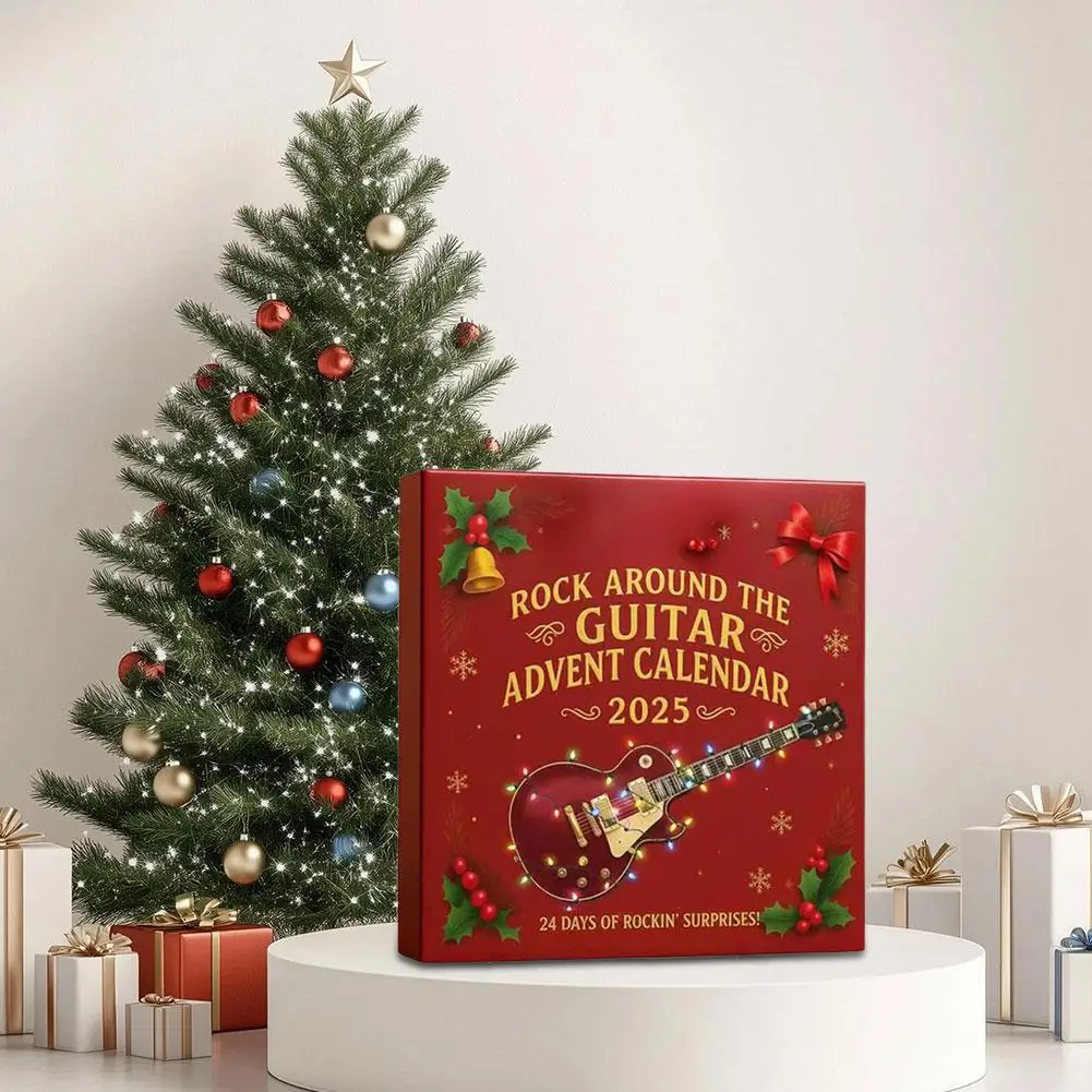 2025 Rock Guitar Series Advent Calendar-Christmas Tree Acrylic Pendant Decor Festive Countdown Ornament Music Theme Xmas