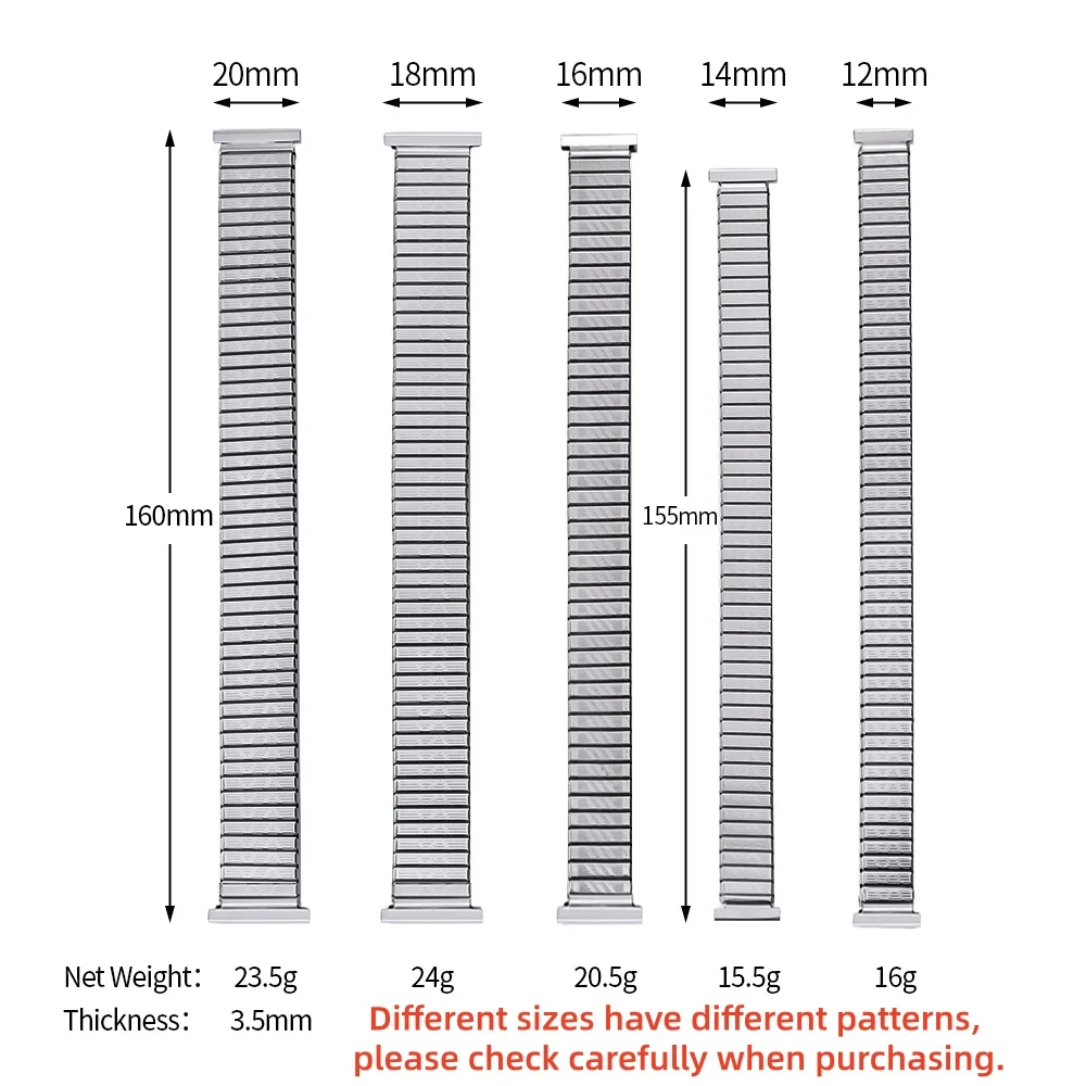 Universal Stainless Steel Elastic Stretch Watchband Replacement Bracelet