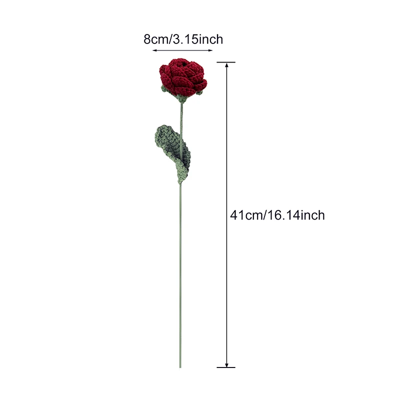 수제 뜨게 크로셰 꽃, 수제 장미 꽃, 웨딩 부케, 발렌타인 데이 파티 홈 데코, 가짜 꽃
