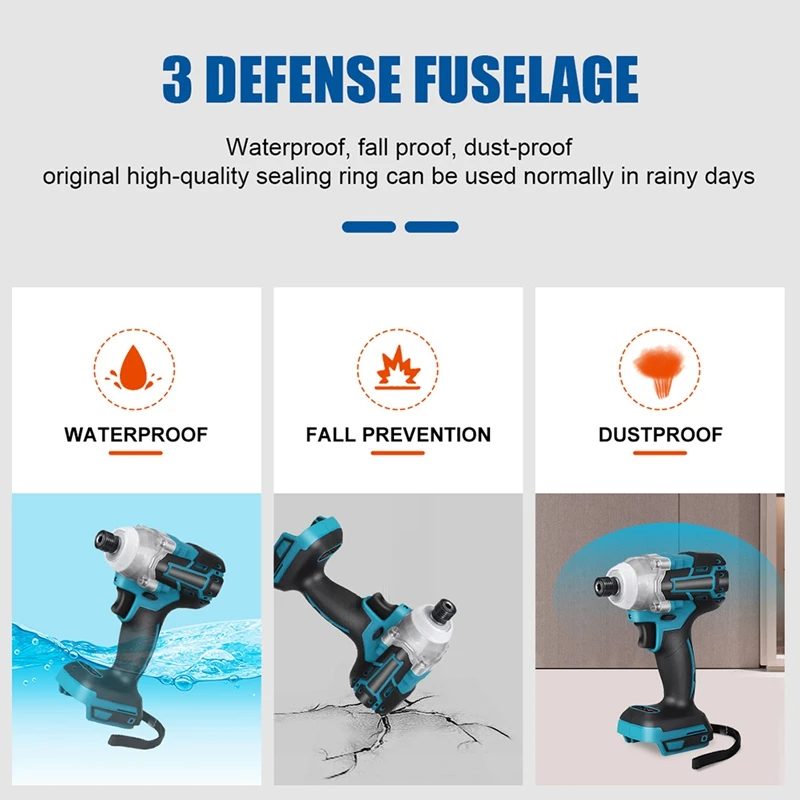 브러시리스 전기 배터리 드릴 무선 임팩트 렌치 스크루드라이버, 고토크 임팩트 드라이버, LED 조명, 18V