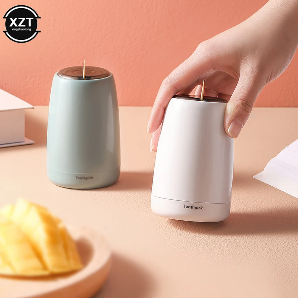 Description Picture 3 of itemCreative Automatic Toothpick Holder Container Household Table Toothpick Box Plastic Push-Type Round Storage Toothpick Dispenser