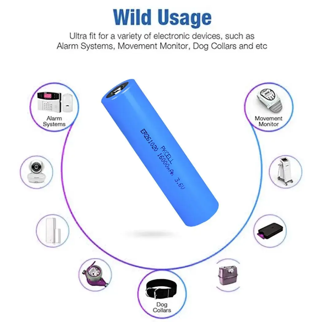 30PCS PKCELL 3.6V Battery ER261020 Non-rechargeable (Primary) 16000 mAh Batteries 18amp DBL C Cell Lithium Battery