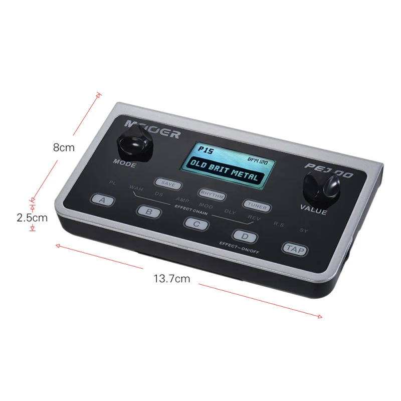 MOOER PE100 Portable Multi-effects Processor Guitar Effect Pedal 39 Effects 40 Drum Patterns 10 Tempo Options Guitar Accessories
