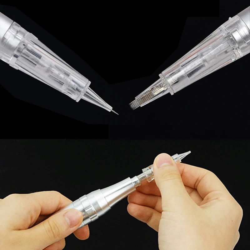 50Pcs Permanent Makeup Eyebrow Tattoo Cartridge Needles Disposable Sterilized Bayonet Tattoo Needles 1D 1R 3R 5R 5F 7R 7F
