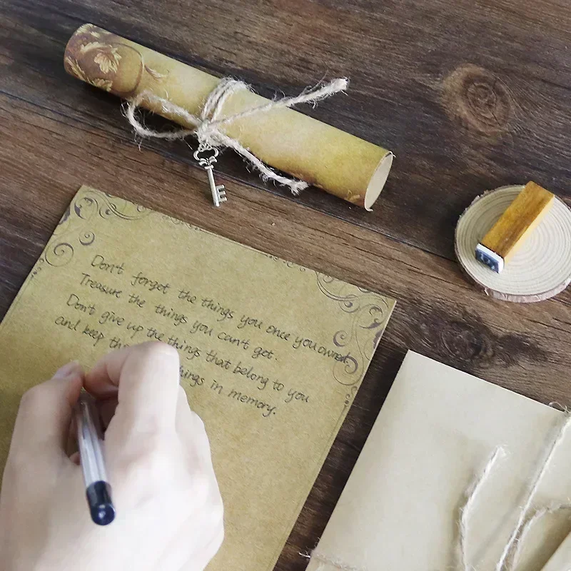 Kraft Paper Envelopes Mailing Envelopes Writing Paper Set Retro Vintage Old Europe Style with Rope