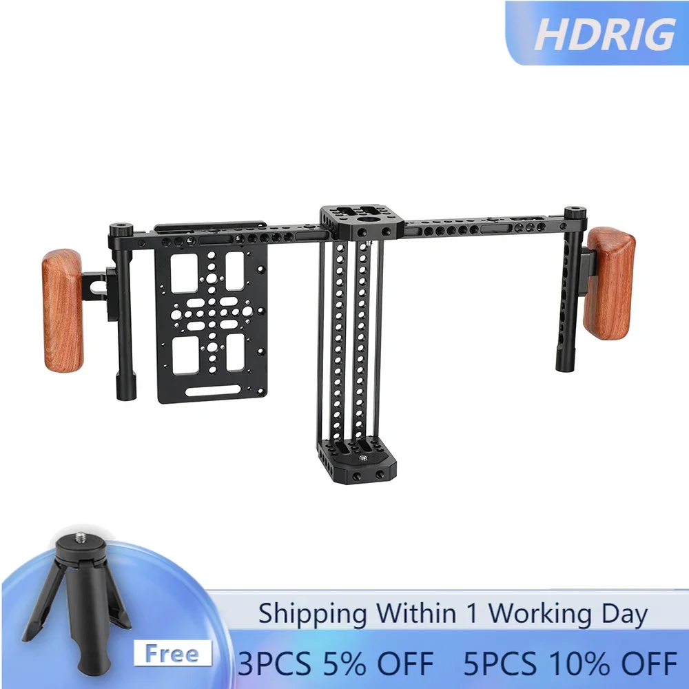

HDRIG Adjustable Director's Monitor Cage Rig With Battery Backboard & Wooden Handle Gripss for 5" & 7" monitors