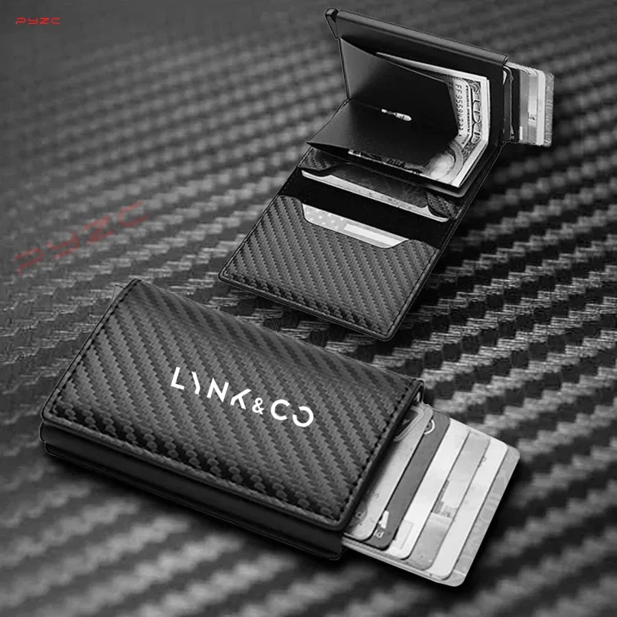 Carbon Fiber Card Holder Case Men Wallets Black PU Leather Voor Lynkco Lynk & Co 05 06 5 6 Lynk Co 05 06 01 Auto Accessories car card holder