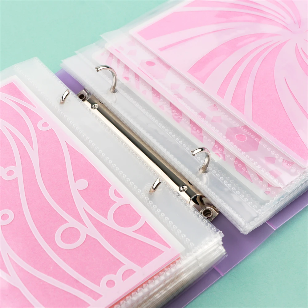 50pcs/Set Cookie Stencil Plastic Storage Binder 6x6" Multi-color Stencils Folder For Stamp Dies Storage Organization Pocket Bags