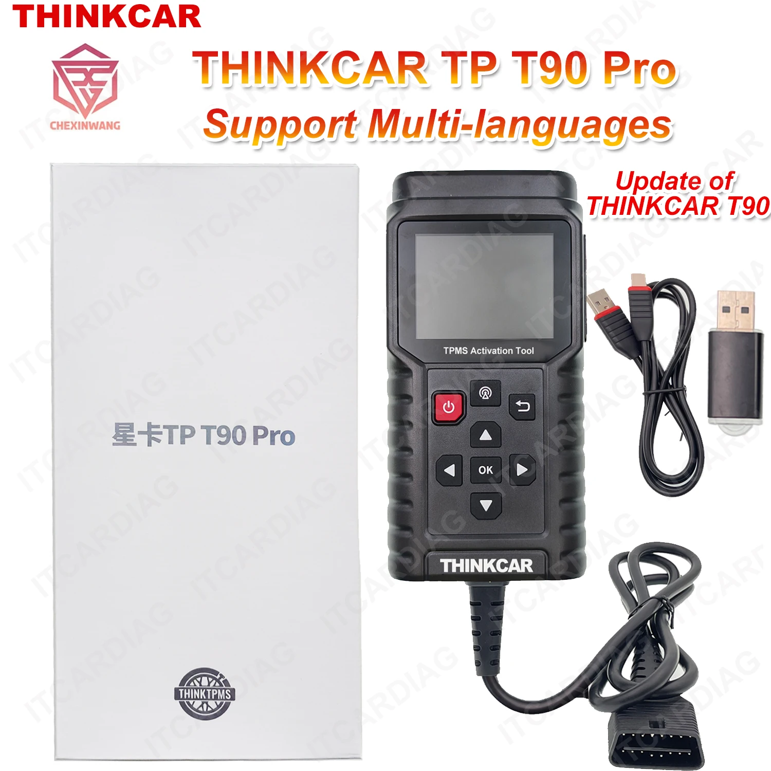 V2.04 THINKCAR TP T90 Pro TPMS PK MUCAR T90 Activation Tool OBD2 Car Diagnostic Programmer Tire Pressure Sensor Service Tool