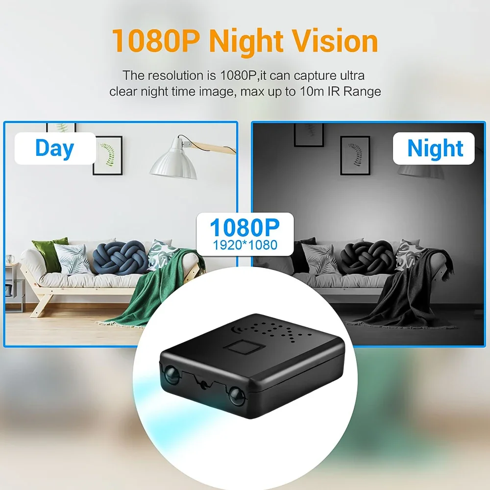 Mini HD 1080P WIFI Camera Built-in Battery Home Security Camcorder Night Vision Micro Cam Motion Detection Voice Video Recorder