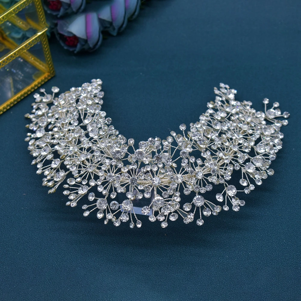 A107 Silver Wedding Headband Rhinestones Bride Headpiece for Young Girls Headwear Jewelry Crystal Women Tiaras Bride Headdress