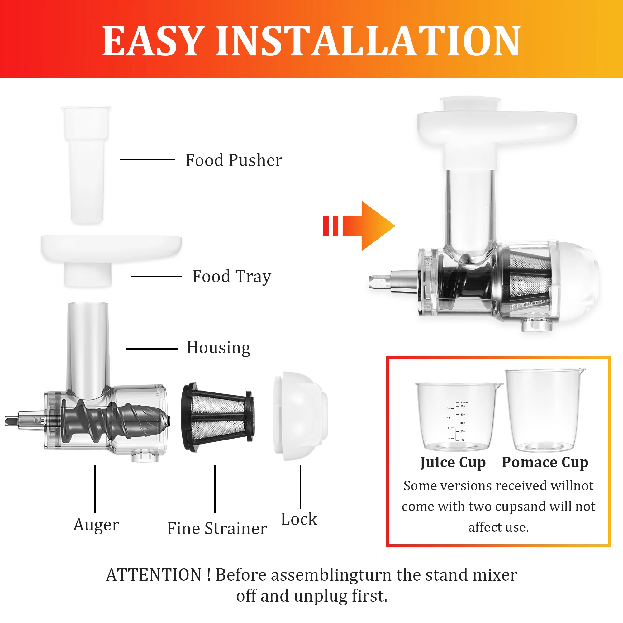 Juicer Attachment Accessories Juice Extractor Spare Parts Washable