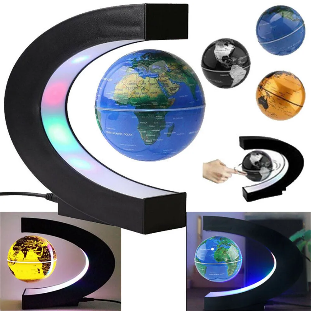 Led World Map Magnetic Levitation Floating Globe Home Electronic