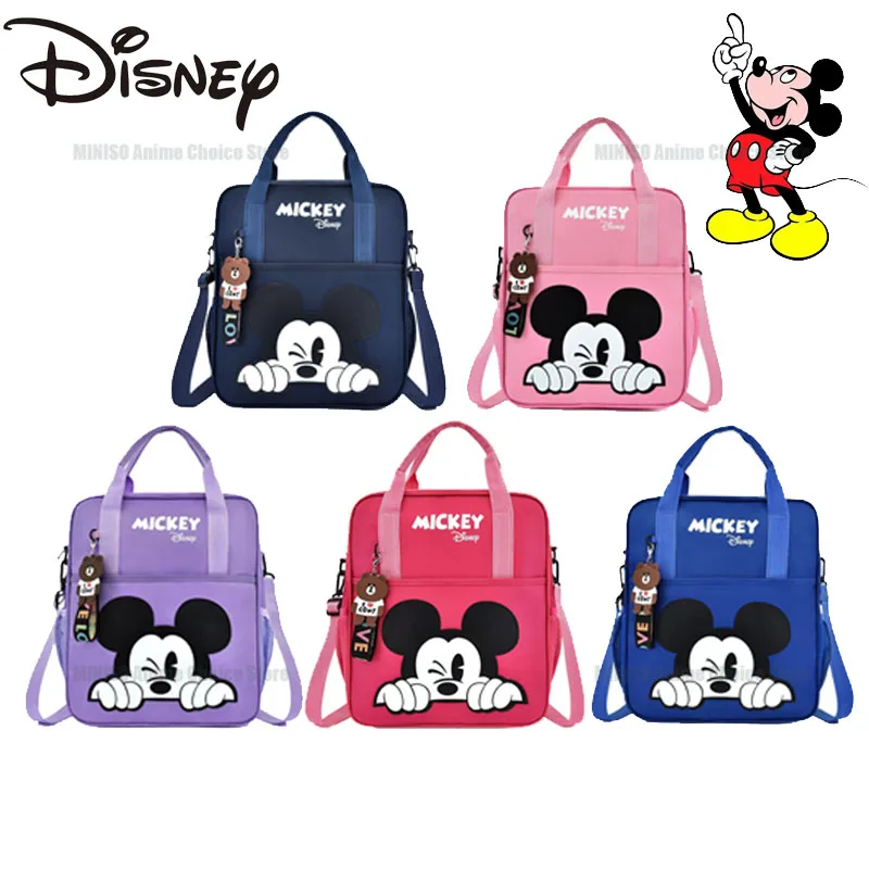 

Disney Multifunctional Cartoon Mickey Mouse School Backpack Student Tutoring Bags Handbag Document Bookbag Square Schoolbag Gift