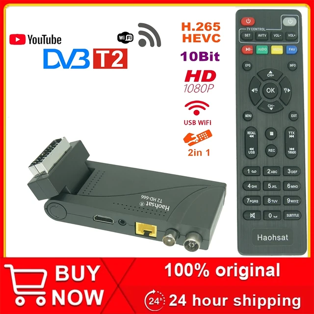 Haohsat-Sintonizador TV Digital DVB-T2 666 Scart, H.265, T2, DVB T2, H265,  HEVC, HD, terrestrial television receiver - AliExpress
