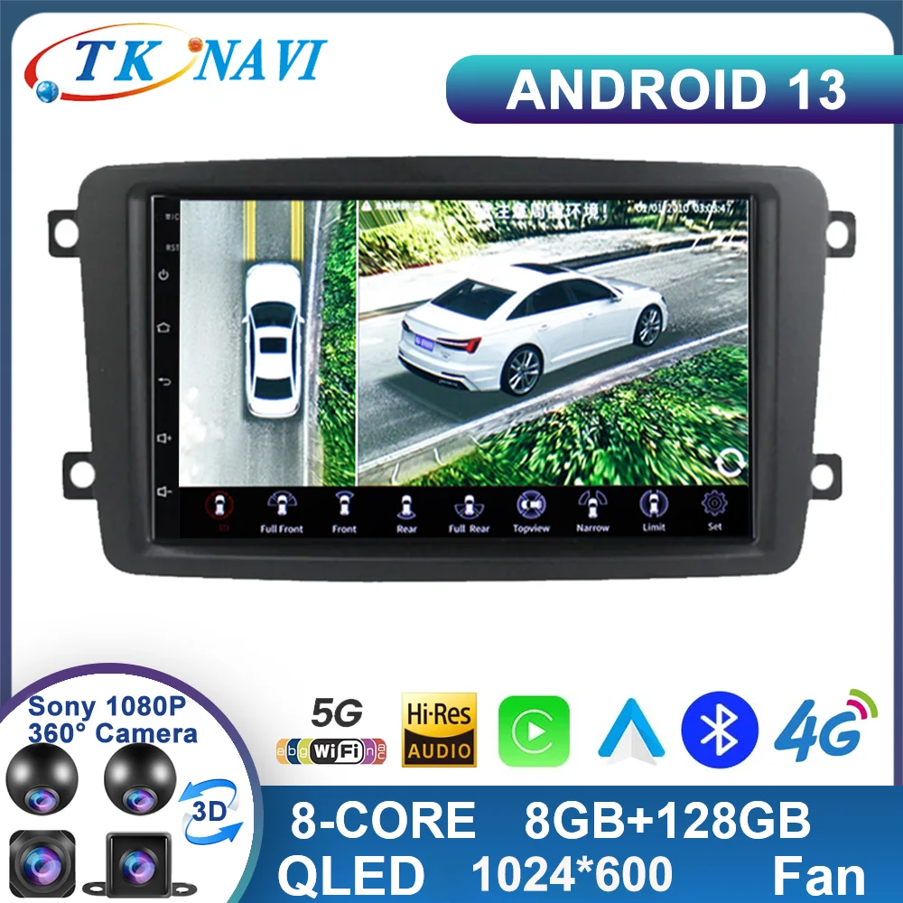 

7“ Car Raido Android 13 For W203 Mercedes Benz Vito W639 W168 Vaneo Clk W209 W210 M/ML Multimedia Player GPS Navi Audio Carplay