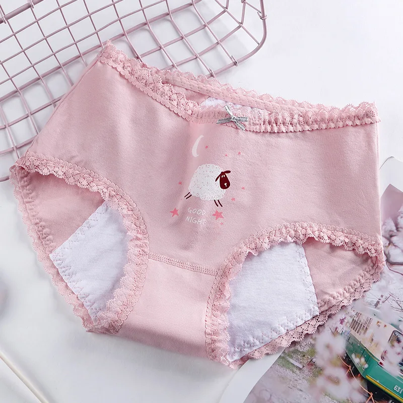 

3-Packs Women's Menstrual Underpants Beautiful Bows Sexy Lace Edge Leak-proof Aunt Pants Suitable for Girls Over 12 Years Old