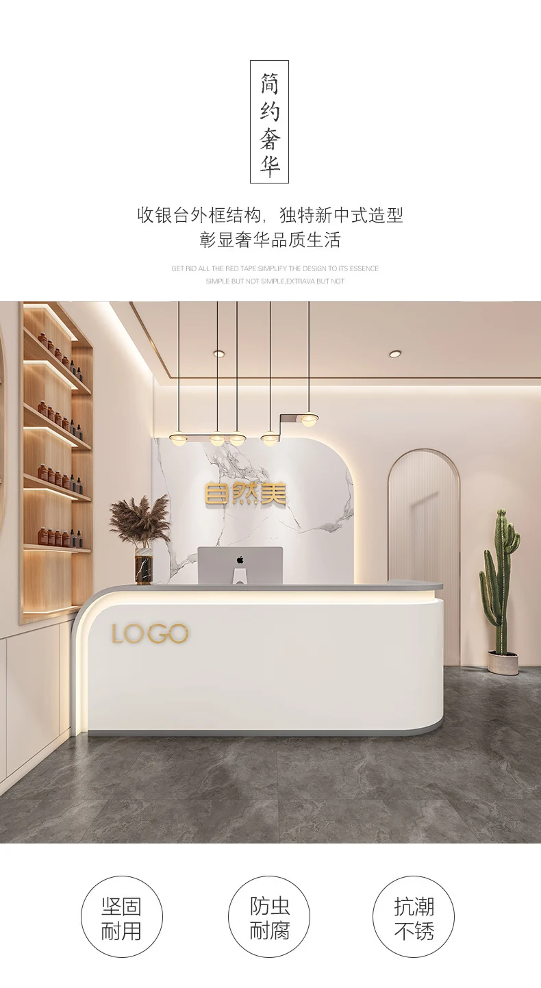 Description Picture 4 of itemRestaurant Advisory Reception Desk Banco Counter Modern Cabinet Reception Desk Information Supermarket Escritorio Bar Furniture