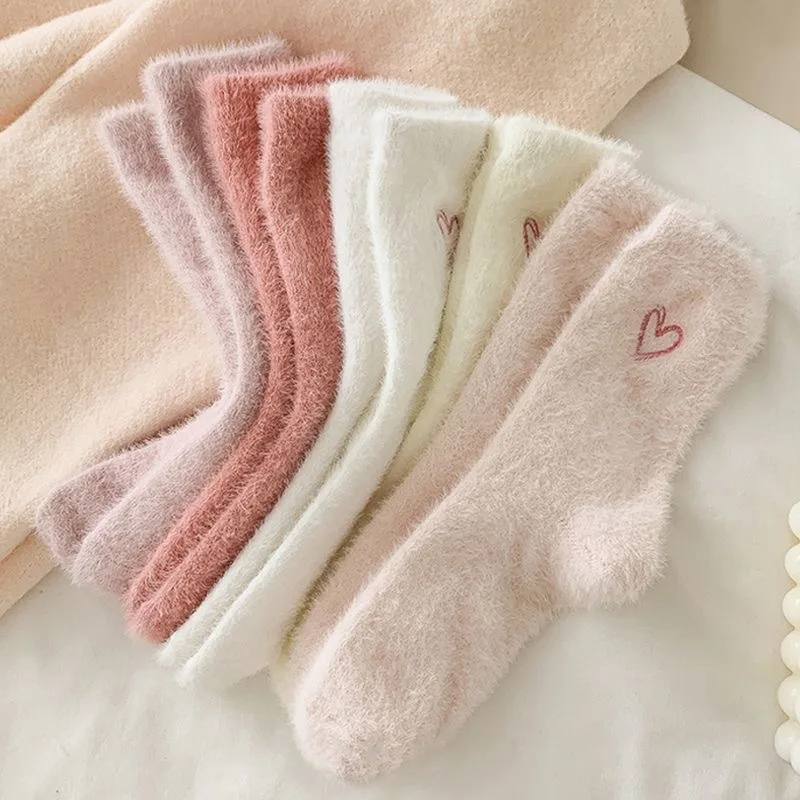 Cozy Velvet Fleece-Lined House Socks - 5 Pairs